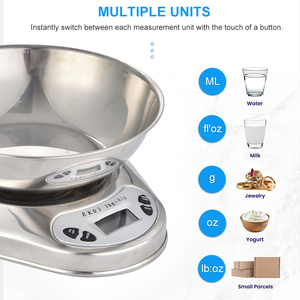 5KG/<span class=keywords><strong>11LBS</strong></span> สแตนเลสสตีลแพลตฟอร์มดิจิตอลอิเล็กทรอนิกส์อาหารครัวขนาดแบบพกพาเครื่องชั่งผงเหลว - Product Image 5