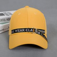 Gorra de Béisbol Deportiva Unisex Ajustable con Letras Amarillas Estampadas, Estilo Casual Hip Hop Streetwear, de Poliéster/Algodón, Cierre a Presión, Moderna