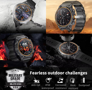 Montre connectée AK81, sport, étanche IP68, écran 1,46 pouces, appel BT, lampe de poche, boussole, unisexe, silicone, autonomie de 4 jours, multisports - Product Image 4