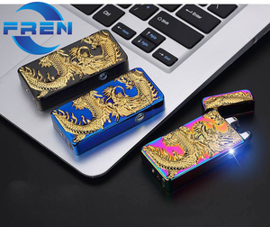 <span class=keywords><strong>FR</strong></span>-603 la plus grande usine de briquets à l'arc de Chine le briquet à motif de dragon créatif briquet électronique coupe-vent - Product Image 1