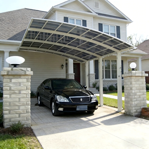 Abri de voiture <span class=keywords><strong>en</strong></span> aluminium avec <span class=keywords><strong>toit</strong></span> <span class=keywords><strong>en</strong></span> polycarbonate, cadre thermolaqué, imperméable et pare-soleil - Product Image 1