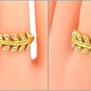 Bagues fantaisie pour femmes en forme de feuille de cristal, bague enveloppante en forme de feuille - Product Image 5