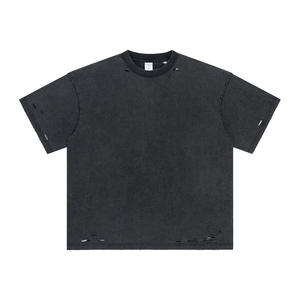 เสื้อยืดผ้าฝ้ายพิมพ์ลาย Dtg สีดำวินเทจซักได้ไซส์ - Product Image 1