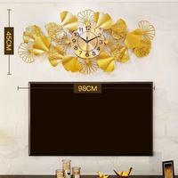 Jam dinding dekorasi bunga 98x45CM jam tangan gantung Quartz senyap kamar tidur rumah logam Dropshipping grosir pabrik Dropshipping DDP