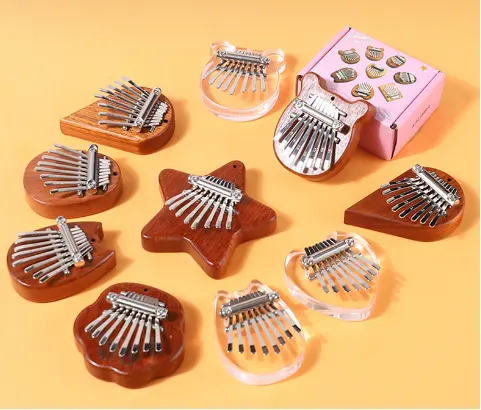 8 Sleutel Mini Kalimba Duim Piano Houten/Acryl Kleine Draagbare Muziekinstrument Hanger