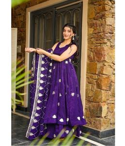 <b>Purple</b> Anarkali Gown Dupatta Set For <b>Women</b> And Girls Indian Pakistani Wedding Long Evening Gown Indian Wedding Wear <b>Dress</b> - Product Image 6