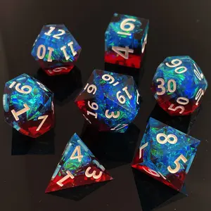 Dados de borde afilado hechos a mano, dados poliédricos de resina para juegos de RPG