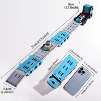 Ensemble de jeu de transport de tracteurs XST, échelle 1:24, jouet à friction en plastique et en fer, enfants de 3 à 6 ans, grand camion remorque, 6 petites voitures jouets
