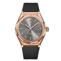 Montre de luxe pour homme avec tourbillon squelette, bracelet en acier inoxydable, boîtier en or rose, mouvement mécanique, aiguilles, qualité supérieure, style business
