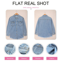 Veste tricotée extensible grande taille pour femme, style vintage décontracté à manches longues avec texture denim, personnalisable OEM ODM