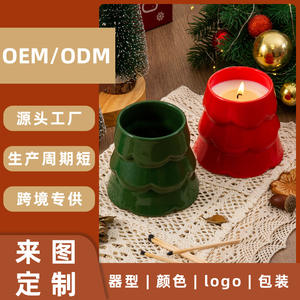 Porte-bougie en céramique en forme de sapin de Noël, tasse vide, fabrication artisanale, pour décoration de Noël, cadeau, logo personnalisable, couleur, emballage - Product Image 2