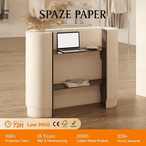 Comptoir d'accueil pliable Spazepaper Roundabout, présentoir de réception en papier pour bureau et <span class=keywords><strong>magasin</strong></span> de détail - Product Image 1