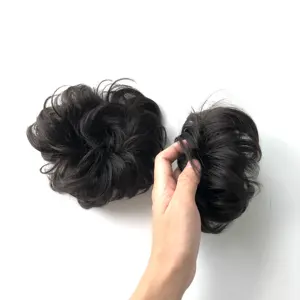 Au Groothandel 100 Human Hair Wrap Curly Scrunchie Rommelige Haarknot Extensions Chignon Haar Voor Vrouwen