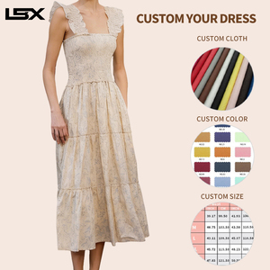 فستان ماكسي صيفي كاجوال بوهيمي مخصص بنقشة زهور، فستان شاطئ هاواي مكشكش وفضفاض للعطلات، من المصنع مباشرةً - Product Image 2