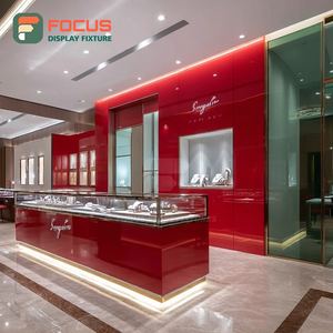 Luxury High End Jewelry Display Case Wood Frame Mall Counter Glass Showcase - Product Image 6