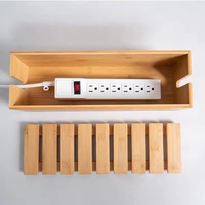 Caja de Almacenamiento de Cables de Bambú 1L, Organizador de Cables de Datos de Madera para Auriculares, Diseño Duradero - Product Image 1