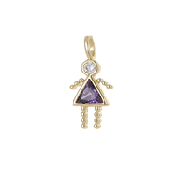 Accessoires de bijouterie : Pendentif fille personnage de dessin animé micro-incrusté de zircon cubique coloré, breloques porte-bonheur 12 pierres de naissance pour la création de bijoux