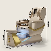 Fauteuil de massage électrique inclinable pour shampoing, table de pédicure, chaise de spa pour les pieds en cuir PU avec lumière LED pour salon de coiffure et équipement de beauté et spa