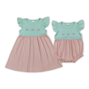 En stock: Vestido de verano para niñas con bordado de lazos, pelele, ropa de algodón al por mayor para hermanas, ropa de fábrica para boutique infantil, ropa de princesa - Product Image 4