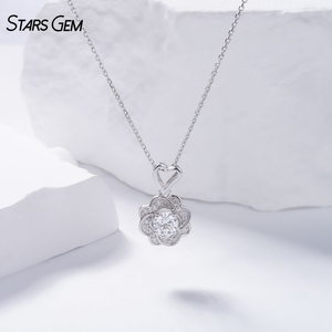 Starsgem 0.6ct 5.1mm Round Brilliant Cut Lab Grown Diamond 18K White Gold Diamond Pendant <b>Necklace</b> - Product Image 1