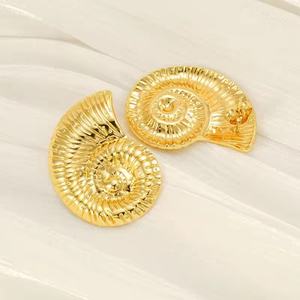 Women's Geometric Conch Braided Earrings <b>Titanium</b> Steel Plated 18K Gold Stylish Stainless Steel Fashion Jewelry With Hook Shape - Product Image 3