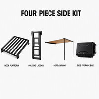 YYD OVERLAND Ensemble de camping tout-terrain 4 pièces en alliage d'aluminium pour JETOUR Traveler T2 : Barres de toit, auvent souple et boîte de rangement