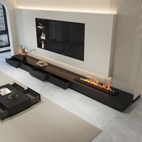 Mueble de TV Moderno y Minimalista Santopova con Luz LED y Chimenea, Centro de Entretenimiento de Lujo para Sala de Estar