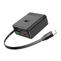 Chargeur mural USB C PD GaN multi-ports 100W, adaptateur de voyage 4 en 1, câble Type C rétractable 65W PD, charge rapide pour téléphone, ordinateur portable