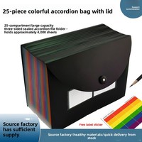 Porte-documents de bureau en PP, avec élastique, à rabat, multi-compartiments, format A4, classeur accordéon coloré, 25 fentes