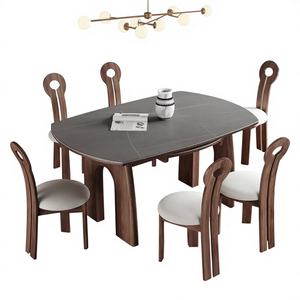Mesa de Comedor Extensible de 6 Plazas con Sillas, Estilo Moderno Europeo Francés Americano 2025, Ecológica, con Tablero de Roca, Muebles para Comedor - Product Image 1