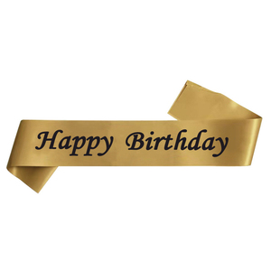 Hstyle Sash d'anniversaire en tissu doux imprimé à l'encre, ceinture de cérémonie, fournitures et cadeaux de fête, sash d'épaule Joyeux Anniversaire - Product Image 3