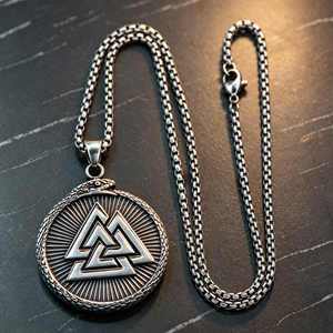 Collar con Colgante Vegvisir Vikingo Nórdico, Valknut, Serpiente Ouroboros, Acero, Estilo Punk Vintage, Amuleto, Joyería para Hombre, Accesorios de Tela - Product Image 4