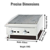 Gril à charbon de bois commercial de 24 pouces pour comptoir, au gaz naturel/propane, grilles en fonte durables, barbecue de restaurant