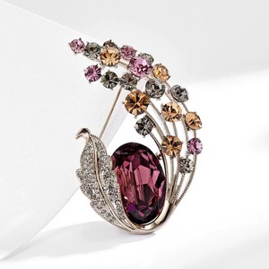 Broches de Cristal con Forma de Flor, Botones de Estrás, Aleación Chapada en Oro, Personalizados, Unisex, Regalo para Compromiso, Boda, Fiesta - Product Image 1