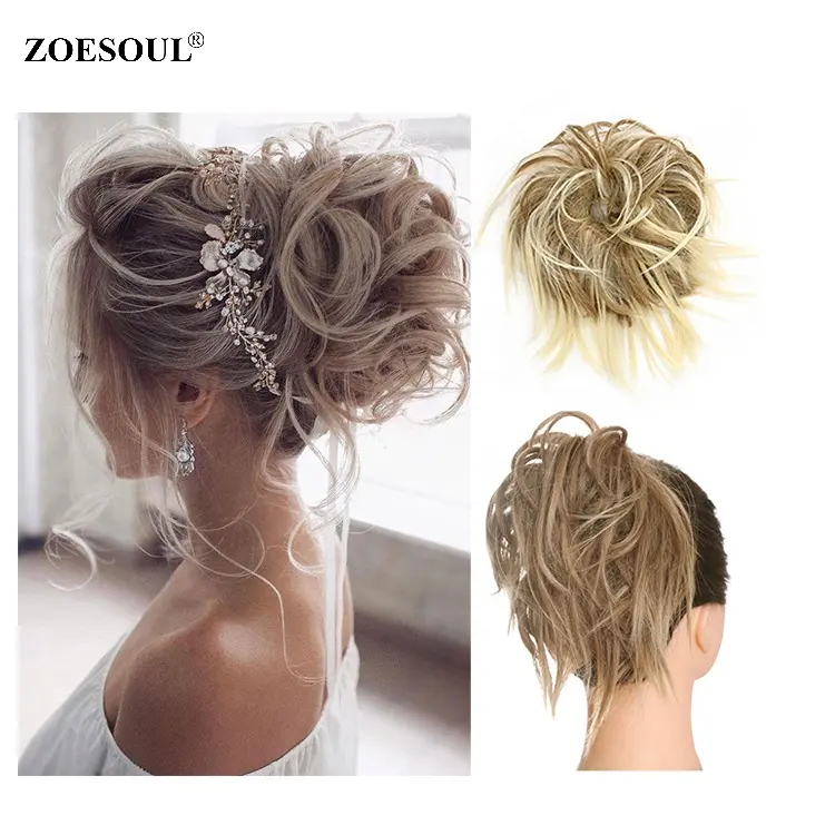 Zoesoul 7 pouces Synthétique Élastique Bande de Caoutchouc Salissant Chiggon Cheveux Chignon Pour Les Femmes Chignon Postiche