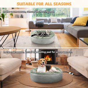 Регулируемая температура плюшевая зимняя кровать для домашних животных с подогревом нескользящий пончик кошачье гнездо для собак коврик для внутреннего использования - Product Image 5