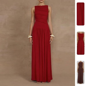 Mercancía General, Primavera 2026, Nueva Ropa de Mujer, Vestido Elegante de Estilo Europeo y Americano, Corte Entallado, Plisado, Color Sólido - Product Image 4