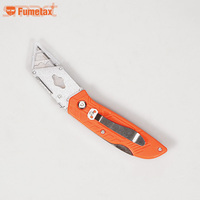 Couteau pliant intelligent FUMETAX, manche en aluminium, fermeture à glissière, bouton de changement rapide, clip de poche, 5 lames en acier
