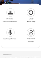 Support de microphone rotatif à 360° pliable, support cantilever de bureau pour diffusion en direct, support de micro pliable – Offre Spéciale