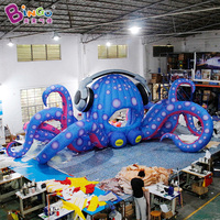 Décoration de scène gonflable en forme de pieuvre pour DJ, concerts, carnavals, avec éclairage LED, pour la publicité et les événements.