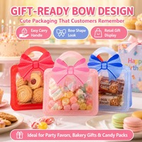 Sac en plastique imprimé de logo personnalisé Nouveau Bow Tote avec fermeture éclair en PET pour aliments pour bébés Biscuits au four Snacks Stockage Gravure Emballage