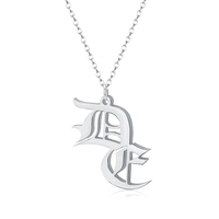 Vintage Ancien Anglais Lettres Doubles Pendentif Bijoux Collier Pour Les Femmes D'or Personnalisée Toute 26 Lettre Initiale Couple Colliers