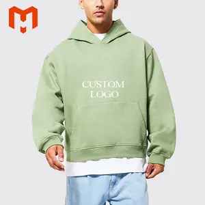 Factory Price Embroidery Logo Cotton Poly Fleece No String Design Solid Pullover Mens Boxy Fit Hoodie