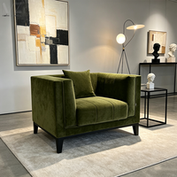 Fauteuil d'appoint de luxe moderne en tissu vert olive pour hall d'hôtel et salon