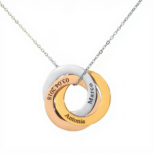 Collier tendance en acier inoxydable avec cercles géométriques entrelacés, gravable avec un nom, plaqué or/argent, cadeau pour femmes, famille/amies - Product Image 2