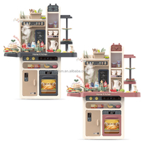 Ensemble de cuisine multifonctionnel de luxe 88 pièces 93,5 cm pour enfants, avec lumières et musique, pour jeu d'imitation et fonction de pulvérisation