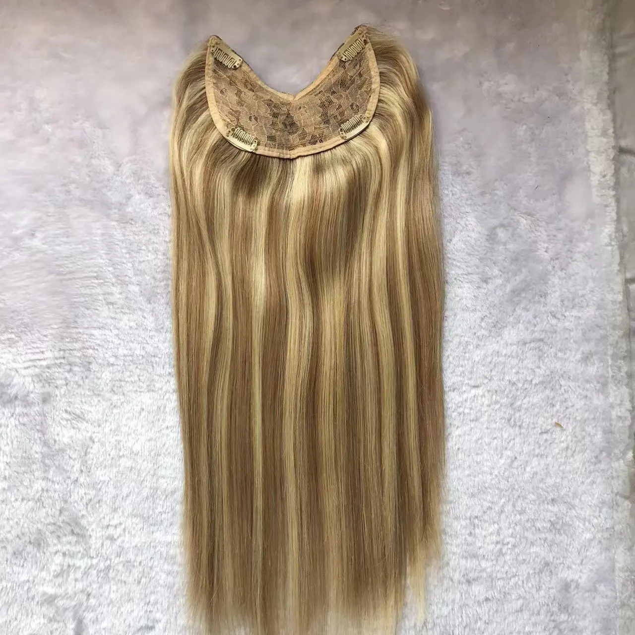 One-Piece Seamless European Virgin Female Cuticle Aligned Ombre Long Straight Hair Machine Made U-shaped Hair Extension Topper