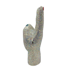 Pochette de soirée pour femme, style mode, avec cristaux Victory et strass brillants motif geste 'Yeah', pour boîte de nuit, bar et rendez-vous - Product Image 5
