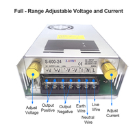 Fuente de Alimentación Conmutada de 600W CA a CC de 12V 24V 36V 48V 60V 80V con Doble Pantalla Digital Probador Ajustable de CC PSU SMPS