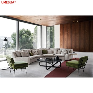 Sofá de sala de estar de tela de ocio italiano, moderno, semicircular, combinación de sofá seccional Ben - Product Image 4